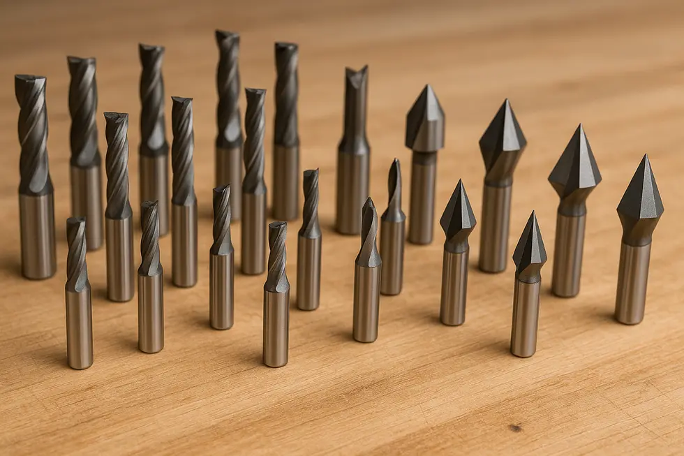A selection of CNC router bits crucial for precision and diverse applications.