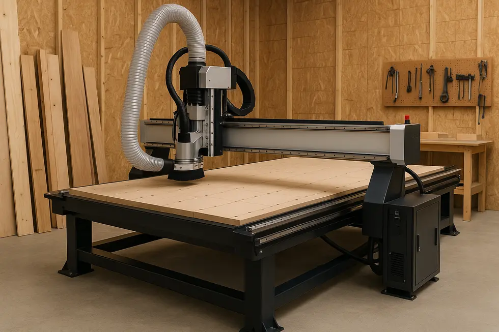 The 3-axis CNC router positioned in a workshop setting, poised to enhance precision and productivity.