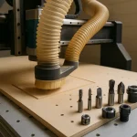 Active CNC machine with various accessories, demonstrating their importance for precision and operation.