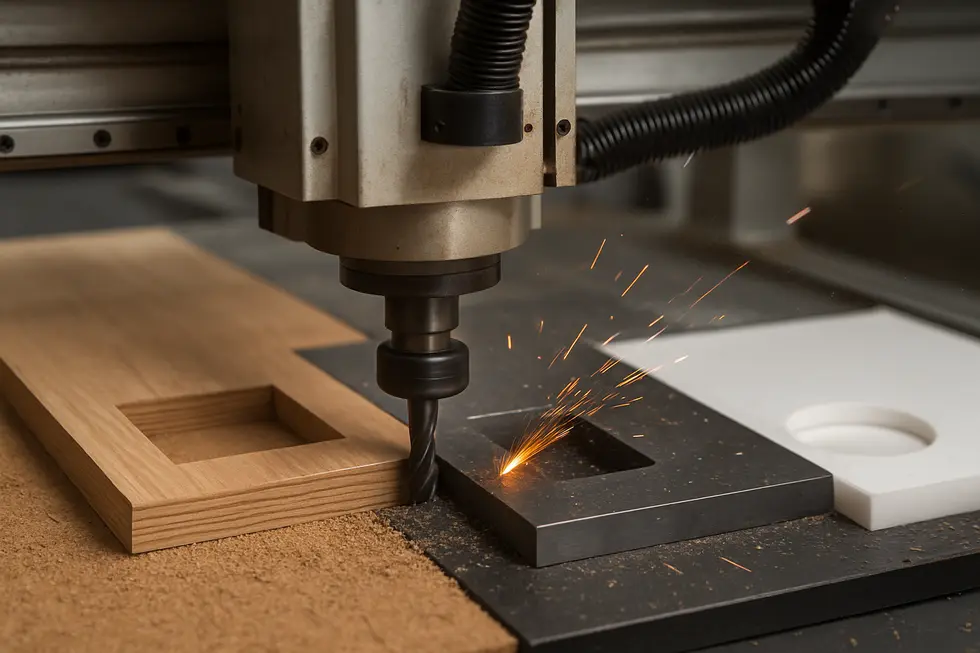 The Elite Series 5 × 10 CNC Router executing precise cuts for intricate designs.